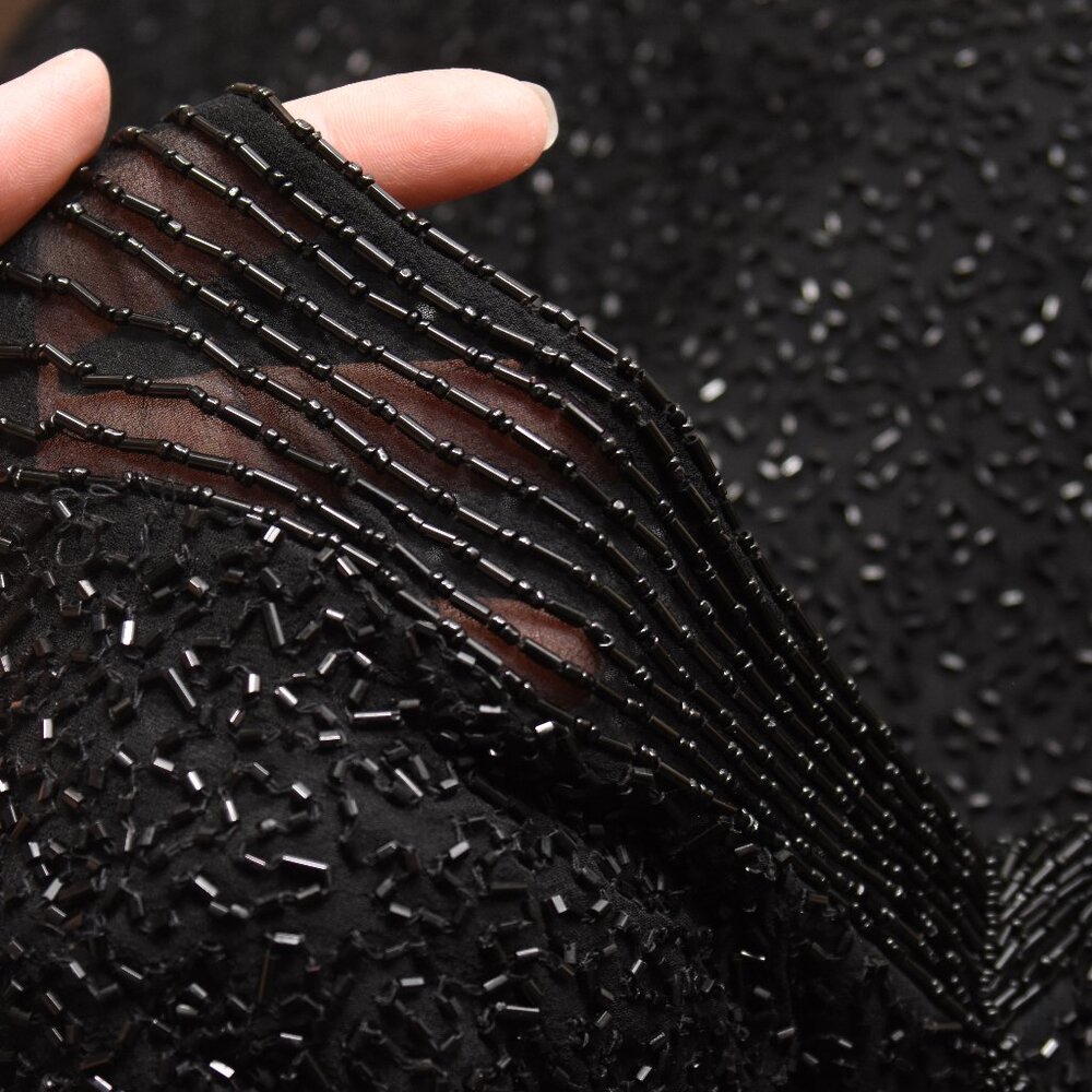 SOLD ON EBAY Scala Black Hand-Beaded Silk Formal Prom Dress Small - Picture 15 of 16